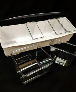 Promo 🤩 Bars Condiment Holder With (4) 1-Quart Inserts And 2-Quart Fruit Trays - White 😍