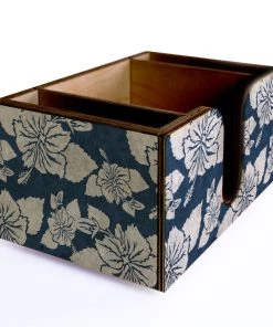 Budget 🌟 Bars Blue Rustic Hibiscus Wooden Bar Caddy 🥰 -Cheap Bars Store custom wood caddy HIB BLU WEB CORNER 800x