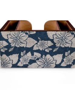 Budget 🌟 Bars Blue Rustic Hibiscus Wooden Bar Caddy 🥰