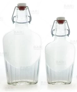 Wholesale 🧨 Bars Swing Top Glass Bottle - Clear Flask - 8.5 Or 17 Ounce ✔️