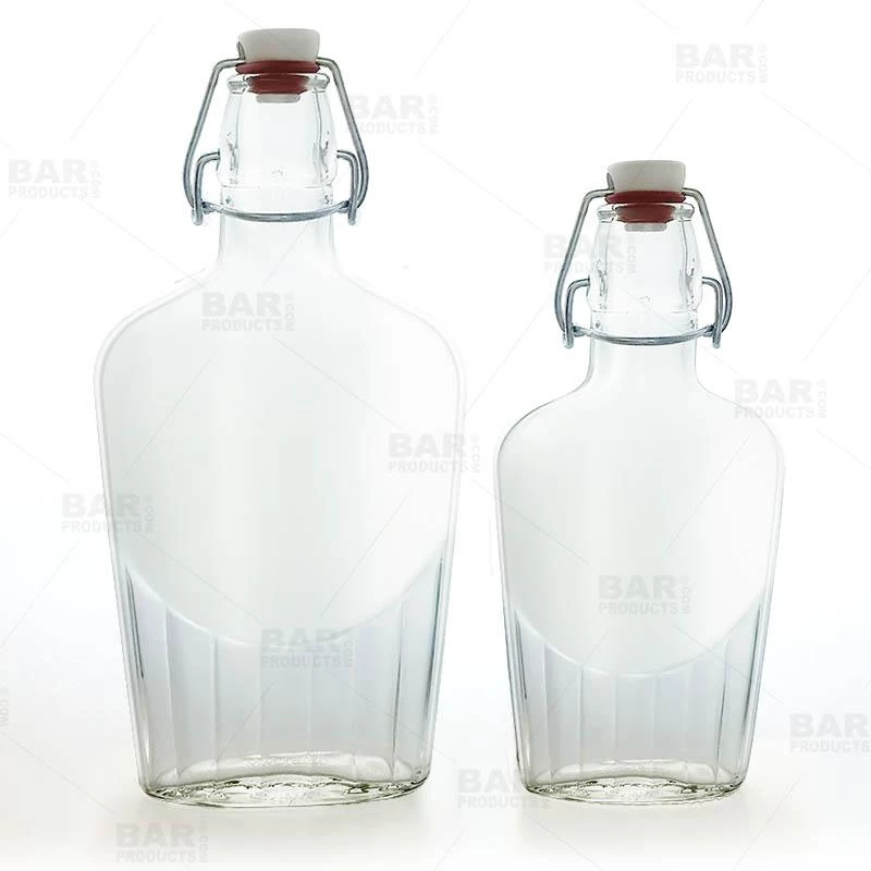 Wholesale 🧨 Bars Swing Top Glass Bottle - Clear Flask - 8.5 Or 17 Ounce ✔️ 1 Wholesale 🧨 Bars Swing Top Glass Bottle - Clear Flask - 8.5 Or 17 Ounce ✔️