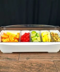 Promo 🤩 Bars Condiment Holder With (4) 1-Quart Inserts And 2-Quart Fruit Trays - White 😍 -Cheap Bars Store holder whiteb 800x