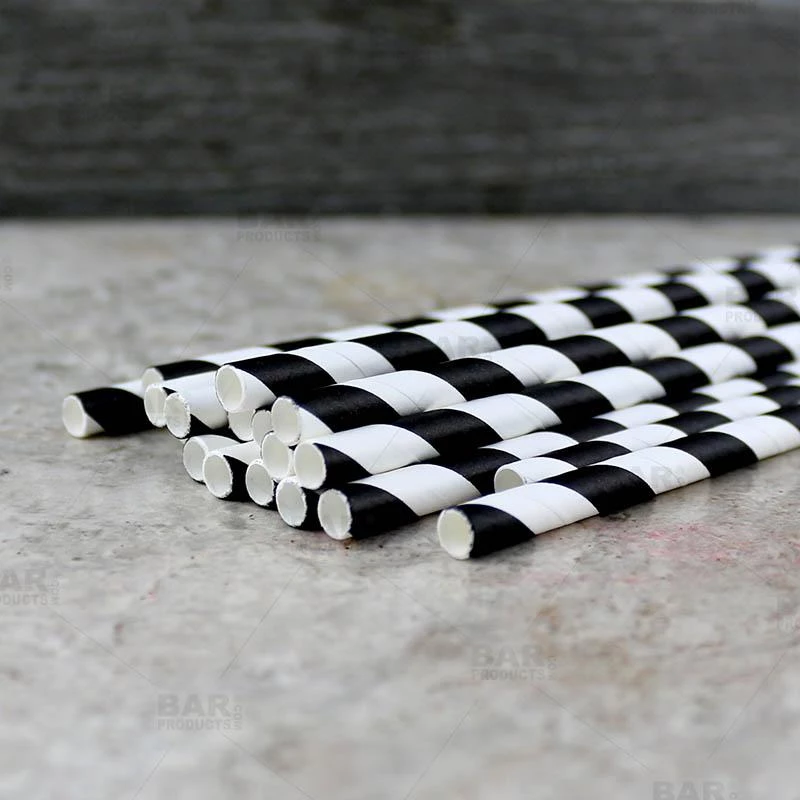 New 😀 Bars BarConic® Biodegradable Black & White Stripe Paper Straws - 7 3/4" - 100 Pack 🤩 4 New 😀 Bars BarConic® Biodegradable Black & White Stripe Paper Straws - 7 3/4" - 100 Pack 🤩 - Image 4