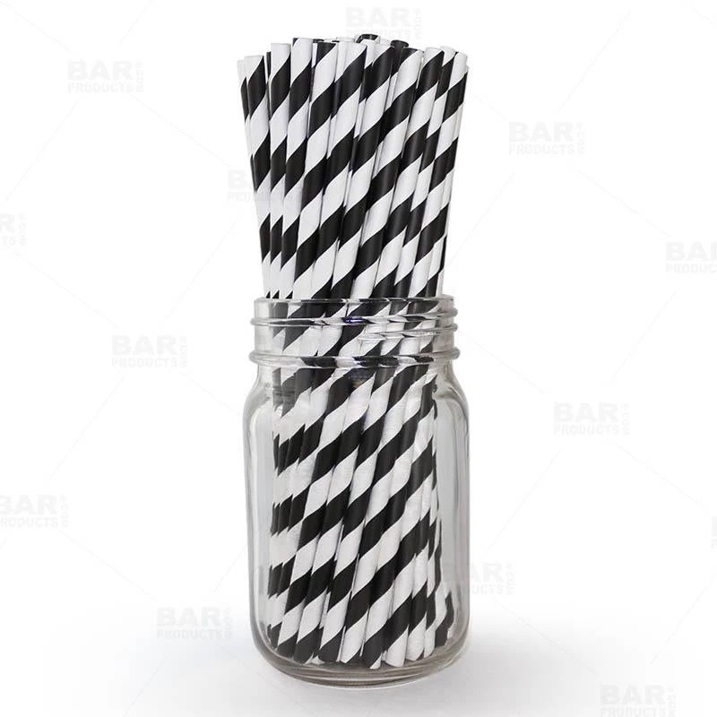 New 😀 Bars BarConic® Biodegradable Black & White Stripe Paper Straws - 7 3/4" - 100 Pack 🤩 1 New 😀 Bars BarConic® Biodegradable Black & White Stripe Paper Straws - 7 3/4" - 100 Pack 🤩