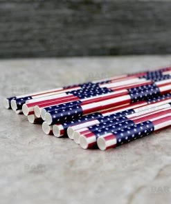 Hot Sale 😉 Bars BarConic® Biodegradable USA Flag Paper Straws - 7 3/4" - 100 Pack 🎁 -Cheap Bars Store paper straws flag bpc 3 800x