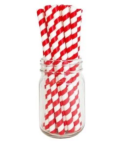 Budget 🌟 Bars BarConic® "Eco-Friendly" Jumbo Paper Straws - 7 3/4" Red Stripe - 100 Pack 😉