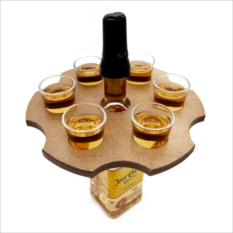 Hot Sale ๐ Bars 6-Shooter Wood Shot Glass Serving Tray And Bottle Topper - Black Or Stained โจ 2 Hot Sale ๐ Bars 6-Shooter Wood Shot Glass Serving Tray And Bottle Topper - Black Or Stained โจ - Image 2