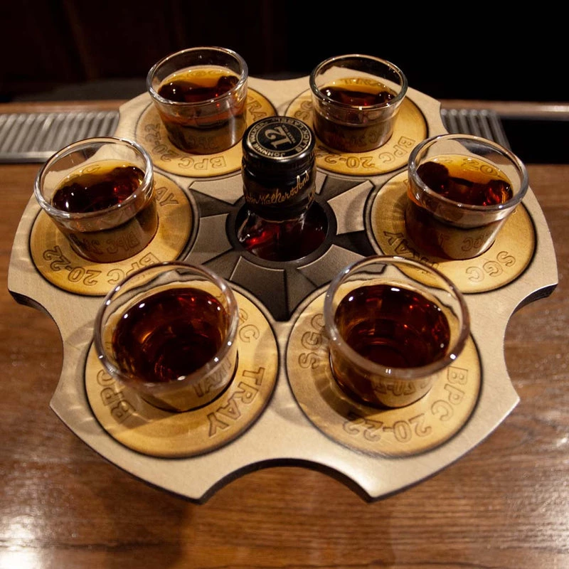 Cheapest ✨ Bars 6-Shooter Wood Shot Glass Serving Tray And Bottle Topper - "Revolver Cylinder" 😀 3 Cheapest ✨ Bars 6-Shooter Wood Shot Glass Serving Tray And Bottle Topper - "Revolver Cylinder" 😀 - Image 3