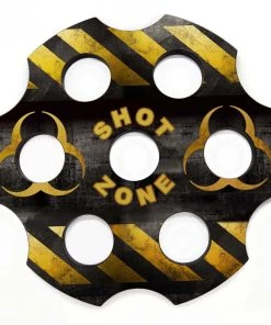 Best reviews of ๐ฏ Bars 6-Shooter Wood Shot Glass Caddy Tray And Bottle Topper - "Hazard Zone" ๐