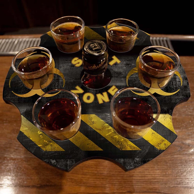 Best reviews of 💯 Bars 6-Shooter Wood Shot Glass Caddy Tray And Bottle Topper - "Hazard Zone" 🛒 2 Best reviews of 💯 Bars 6-Shooter Wood Shot Glass Caddy Tray And Bottle Topper - "Hazard Zone" 🛒 - Image 2