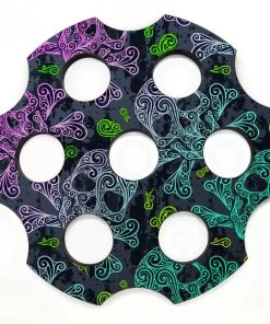 Brand new ✔️ Bars 6-Shooter Wood Shot Glass Caddy Tray And Bottle Topper - "Large Skulls" 🎉