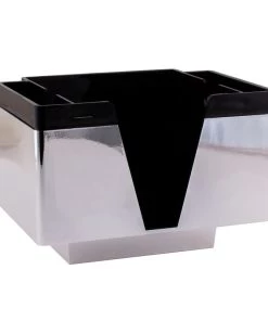 Coupon 😉 Bars 3 COMPARTMENT NAPKIN BAR CADDY - BLACK AND CHROME 👏