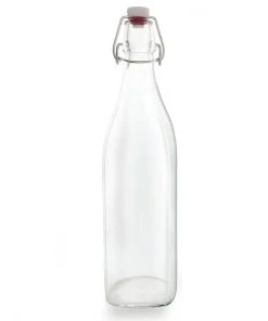 Hot Sale ⭐ Bars Swing Top Glass Bottle - Clear Square - 1 Liter Or 17 Ounce ⌛ -Cheap Bars Store square clear bottle swing top bpc 1l 800x