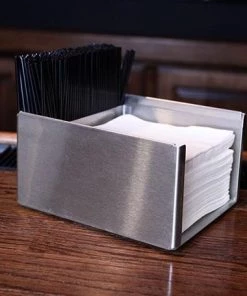 Discount 🧨 Bars BarConic® 3.5" Tall Square Stainless Steel Napkin Holder 😉