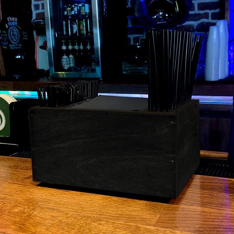 Top 10 👍 Bars BLACK Wooden Bar Napkin & Straw Caddy 🔥 2 Top 10 👍 Bars BLACK Wooden Bar Napkin & Straw Caddy 🔥 - Image 2