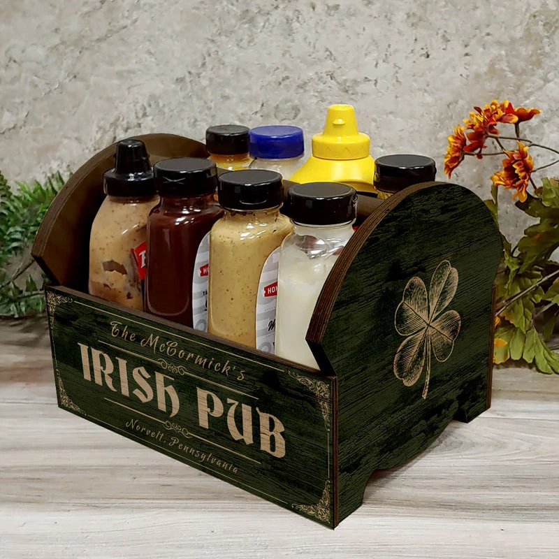 Coupon ๐ Bars Irish Pub Wooden Condiment Caddy W/ Handle - Customizable ๐ 5 Coupon ๐ Bars Irish Pub Wooden Condiment Caddy W/ Handle - Customizable ๐ - Image 5