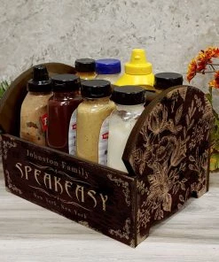 Best reviews of ❤️ Bars Speakeasy Wooden Condiment Caddy W/ Handle - Customizable ✔️ -Cheap Bars Store wooden condiment caddy speakeasy WEB 6 800x