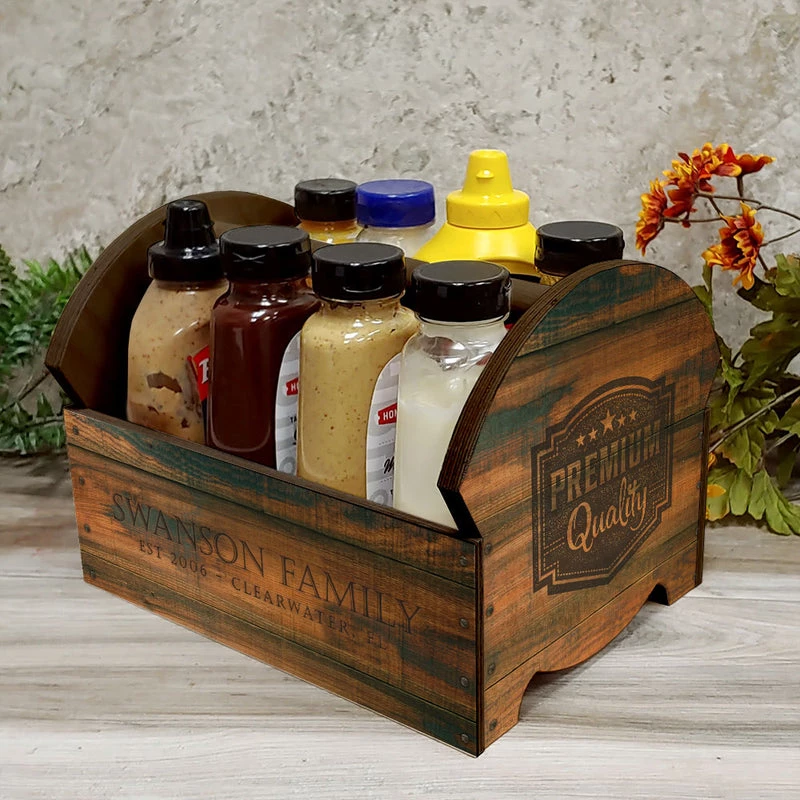 Best Pirce ✨ Bars Vintage Box Wooden Condiment Caddy W/ Handle - Customizable 🔔 5 Best Pirce ✨ Bars Vintage Box Wooden Condiment Caddy W/ Handle - Customizable 🔔 - Image 5