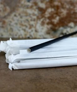 Flash Sale 🧨 Bars BarConic® Biodegradable Solid Black Wrapped Paper Straws - 7 3/4" - 100 Pack 🔥 -Cheap Bars Store wrapped paper straws black bpc 3 800x