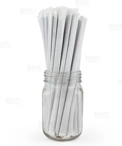 Flash Sale 🧨 Bars BarConic® Biodegradable Solid Black Wrapped Paper Straws - 7 3/4" - 100 Pack 🔥