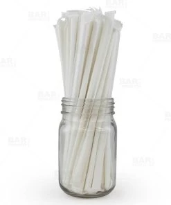 Best Sale 😀 Bars BarConic® Eco-Friendly Solid White Wrapped Paper Straws - 7 3/4" - 100 Pack 🤩